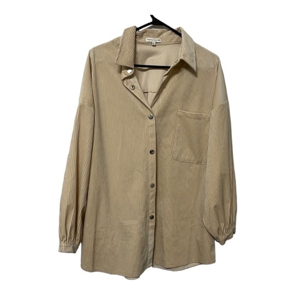 Moon River Beige Corduroy Oversized Shacket Size Small - Picture 1 of 4
